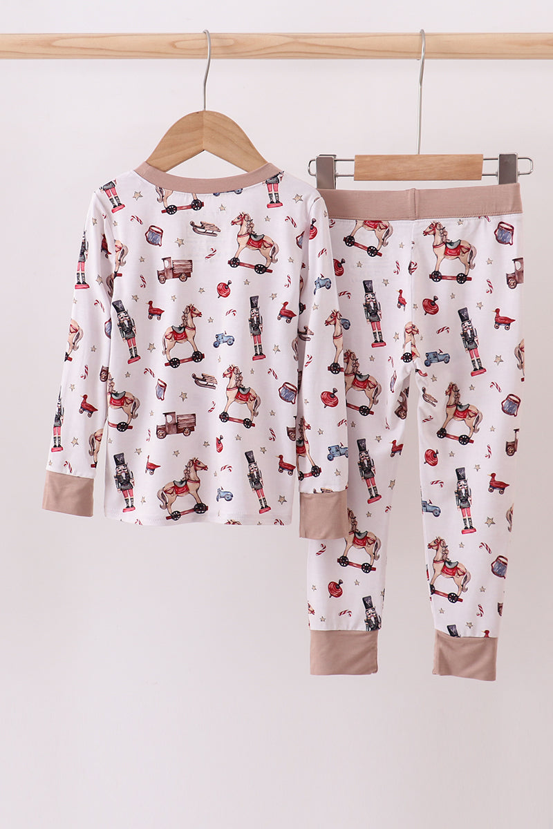 Brown nutcracker bamboo pajamas set