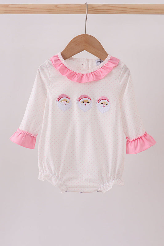 Pink santa claus embroidery ruffle bubble