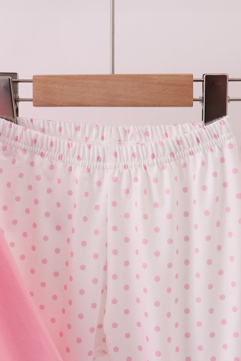 Pink christmas tree smocked ruffle pants set