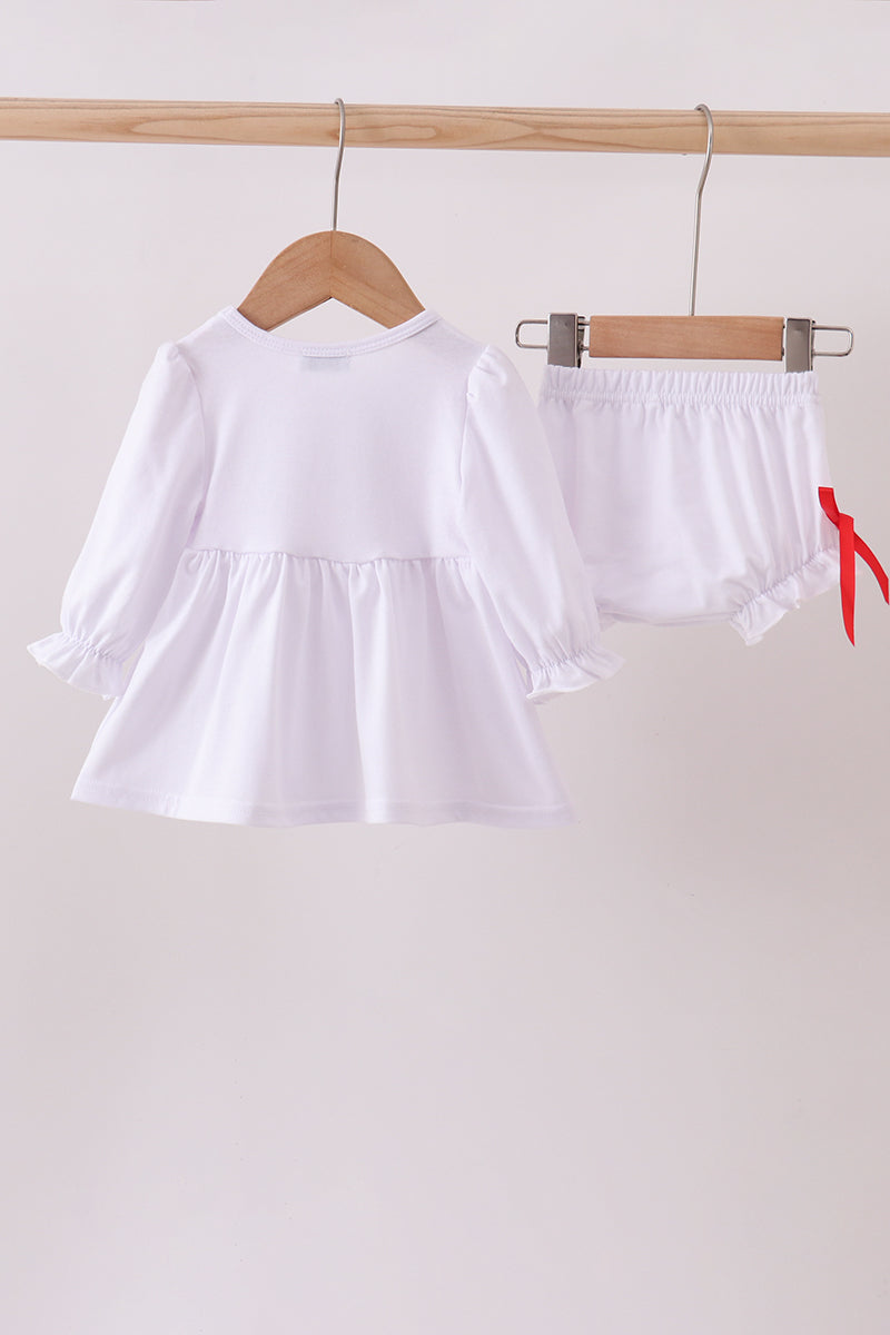 White holly embroidery bloomer set