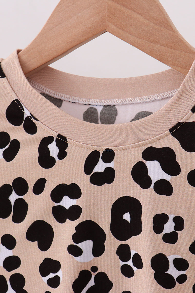 Brown leopard bamboo pajama set