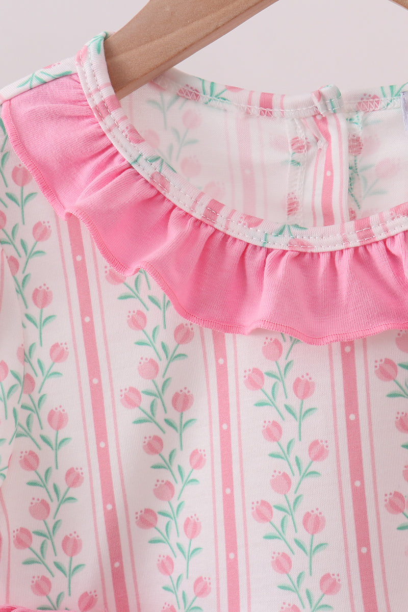 Floral tulip ruffle pants set