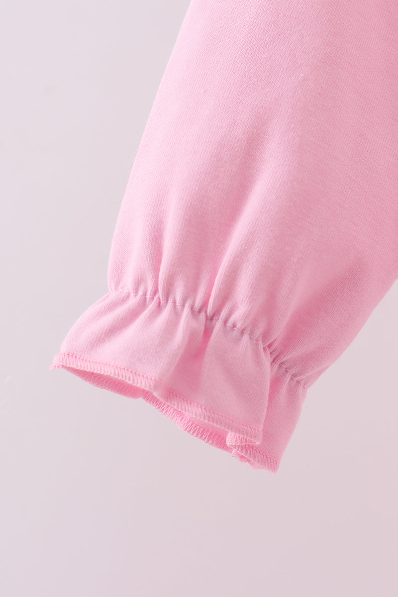 Pink cotton applique gingham 2pc set