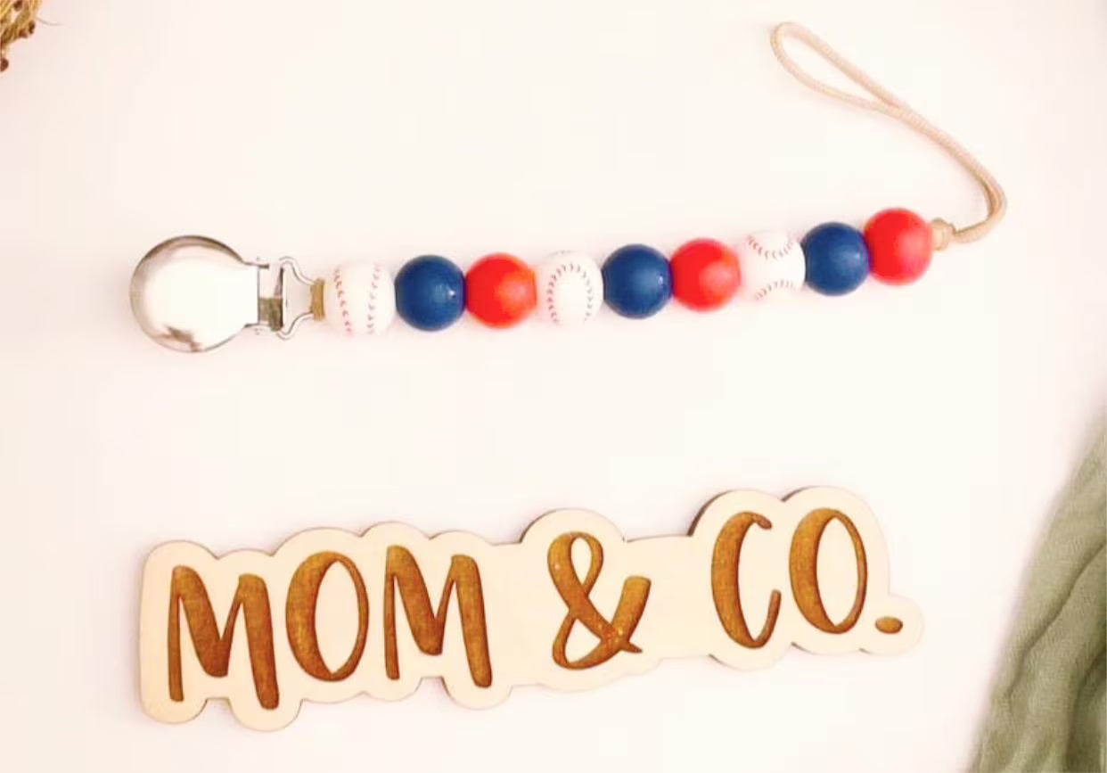 Baseball Pacifier Clip