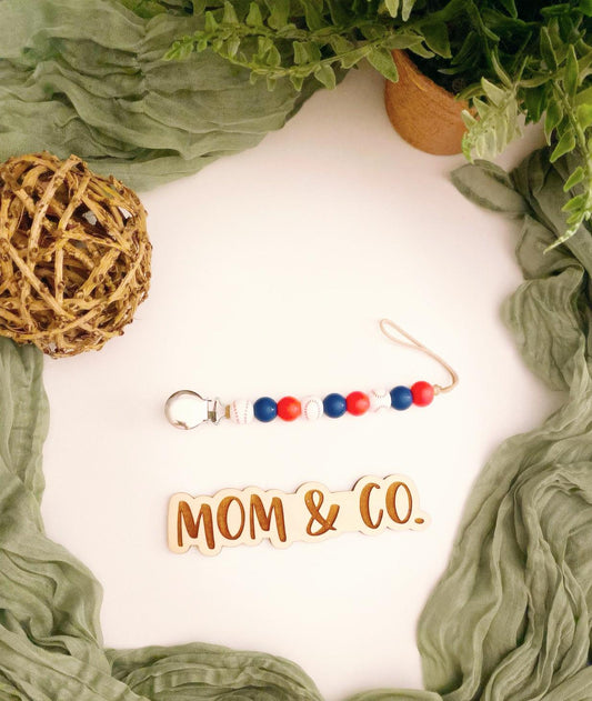 Baseball Pacifier Clip