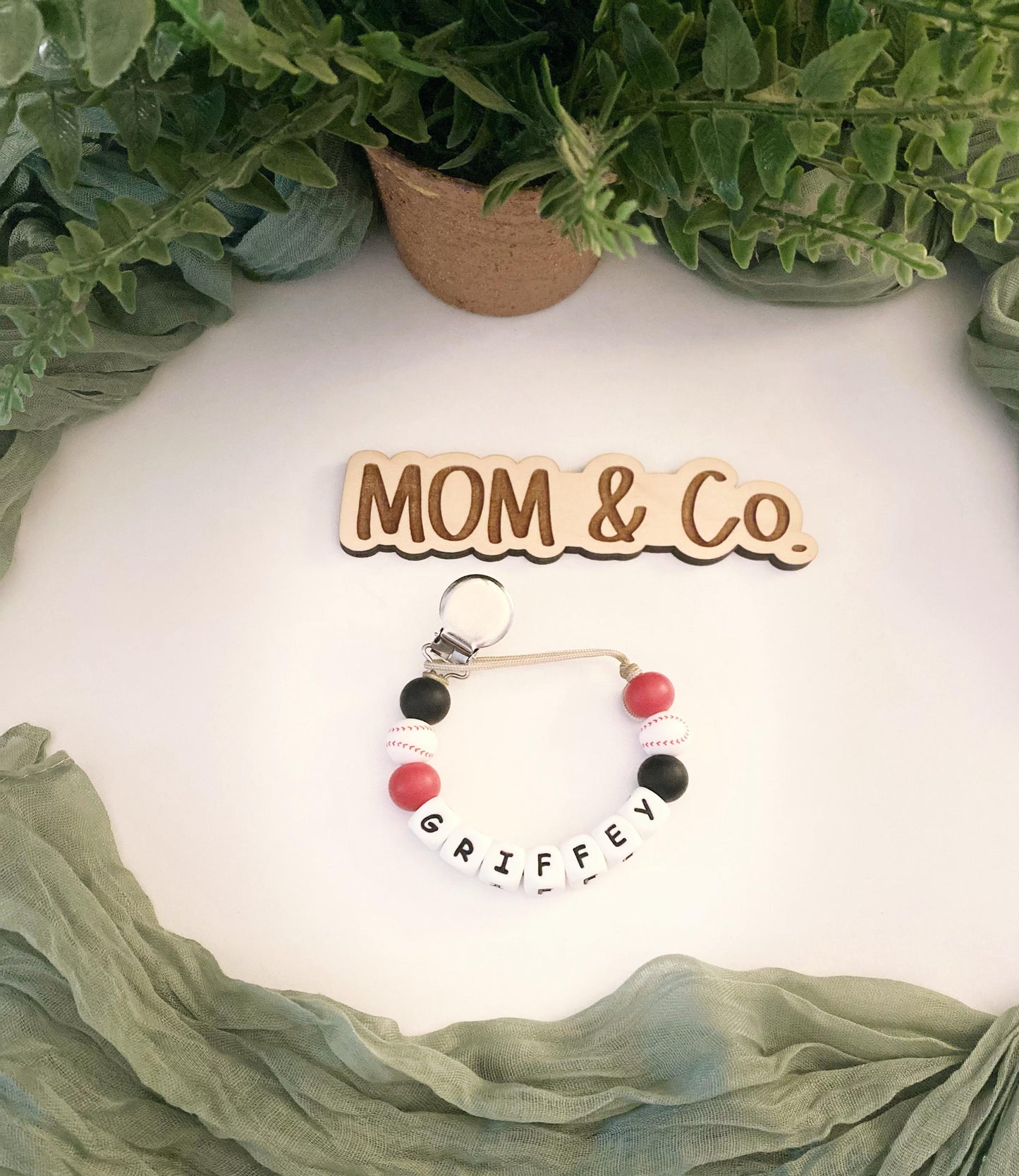 Baseball Pacifier Clip