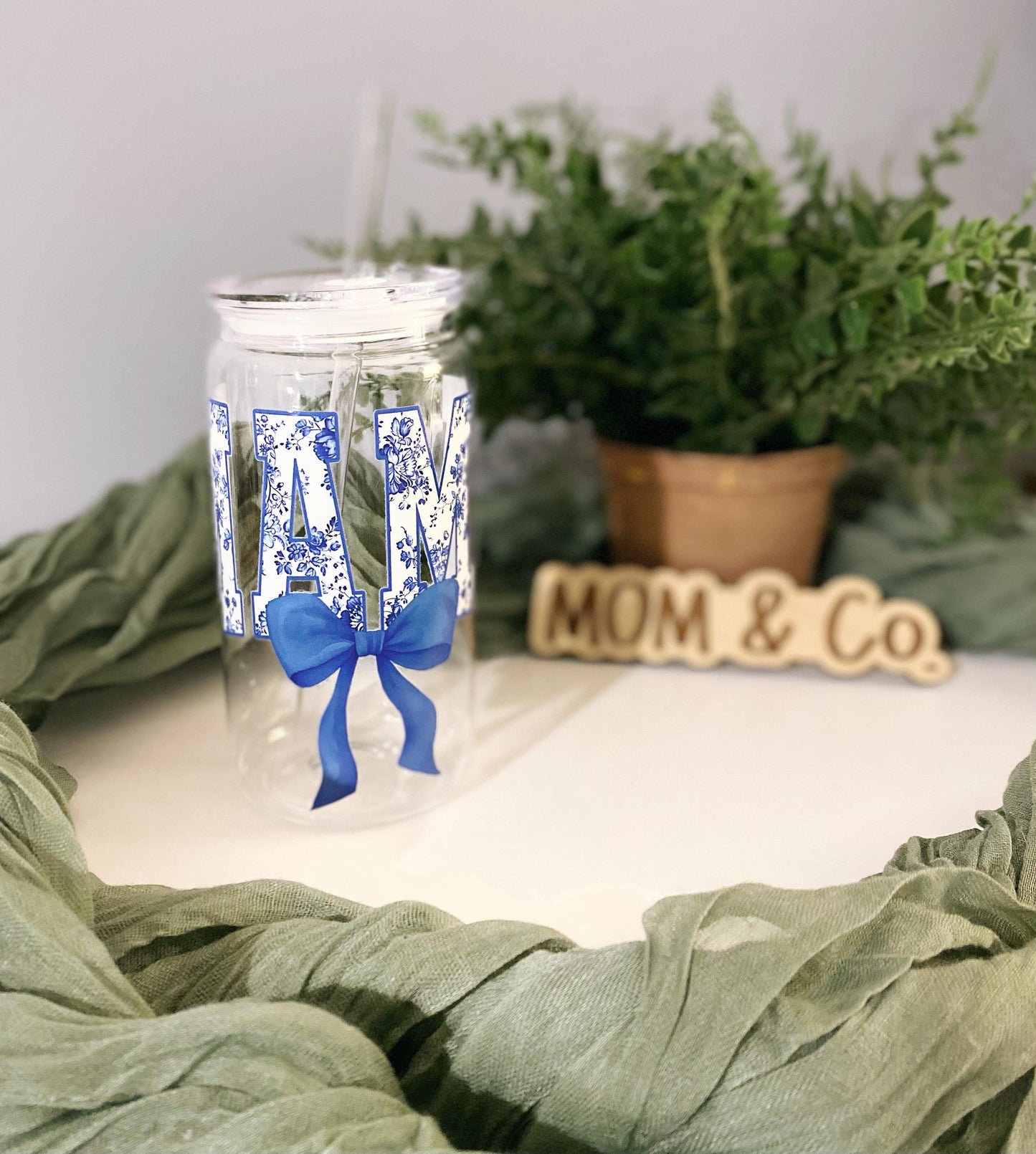Blue Mama Print Plastic Acrylic Cup