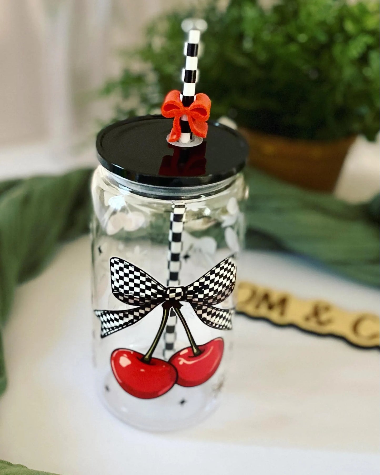 Checkered Cherry Plastic/Acrylic Cup