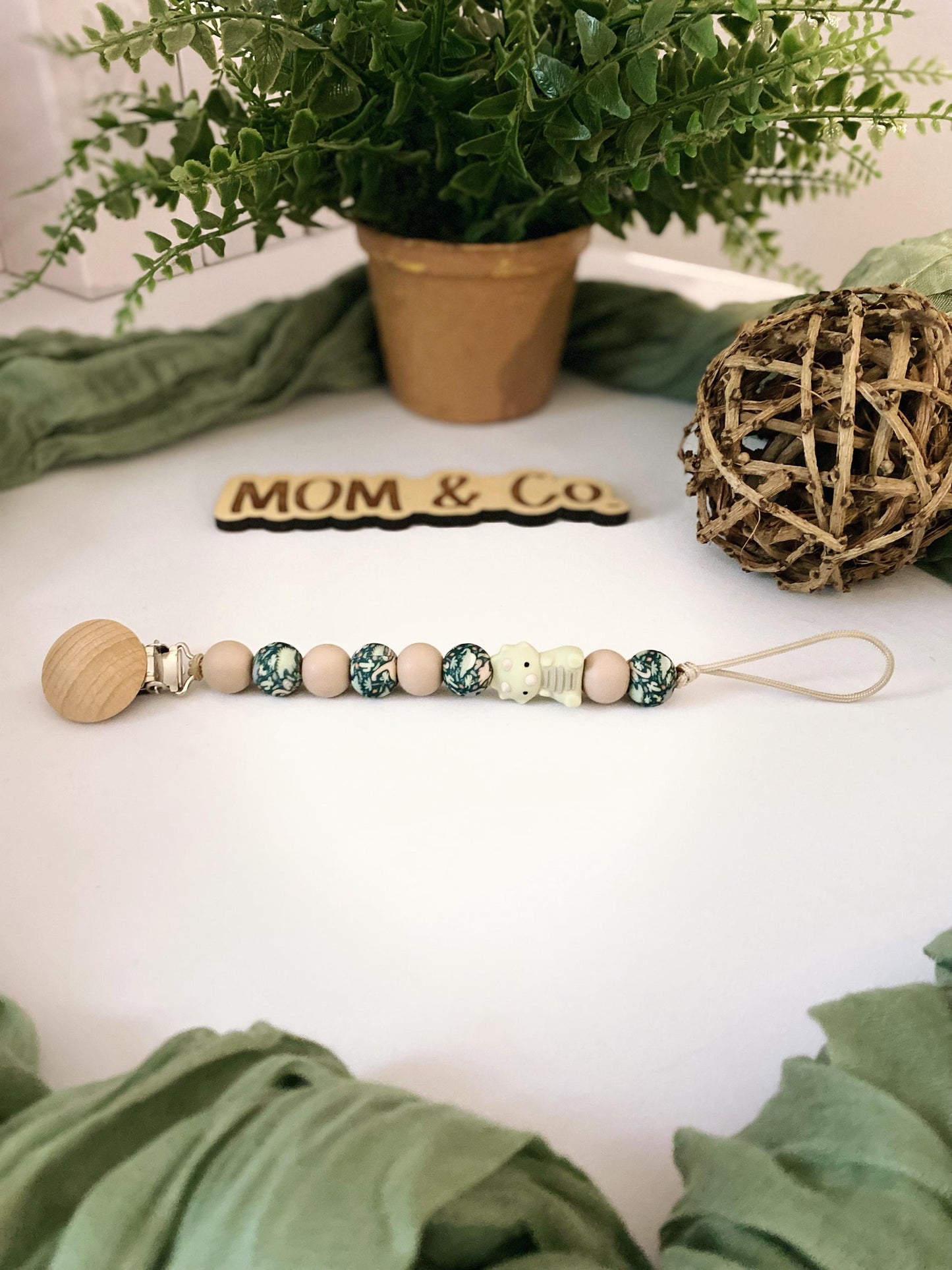Dinosaur Pacifier Clip