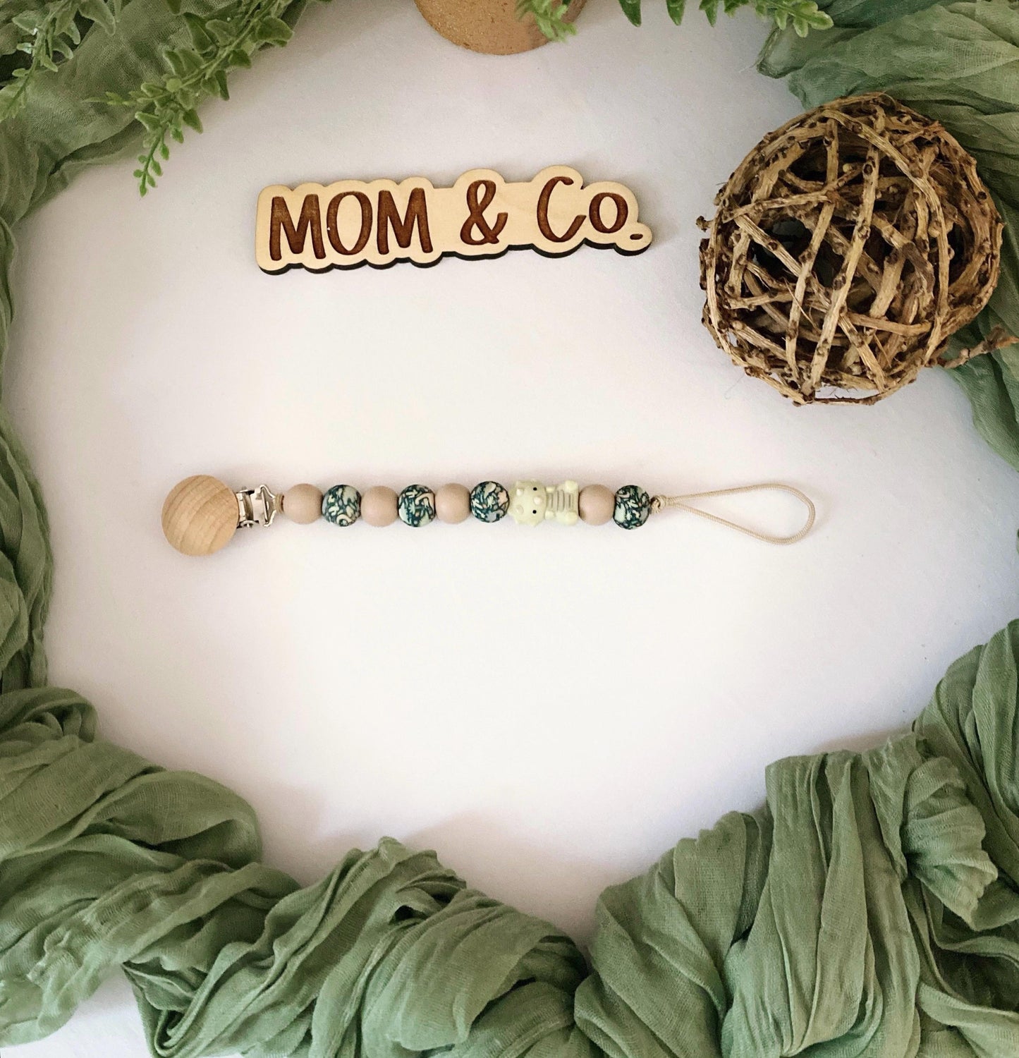Dinosaur Pacifier Clip
