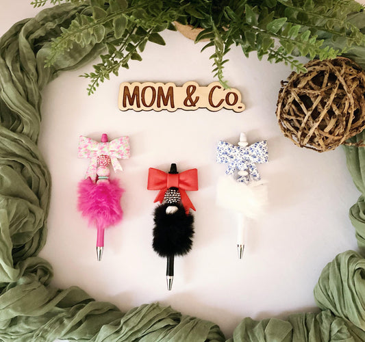 Bow Top Fluffy Pens